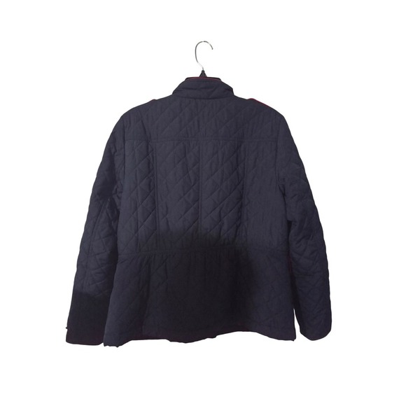 Talbots Quilted Jacket Navy Red Trim Full Zip Military Equestrian Style L - Picture 3 of 4